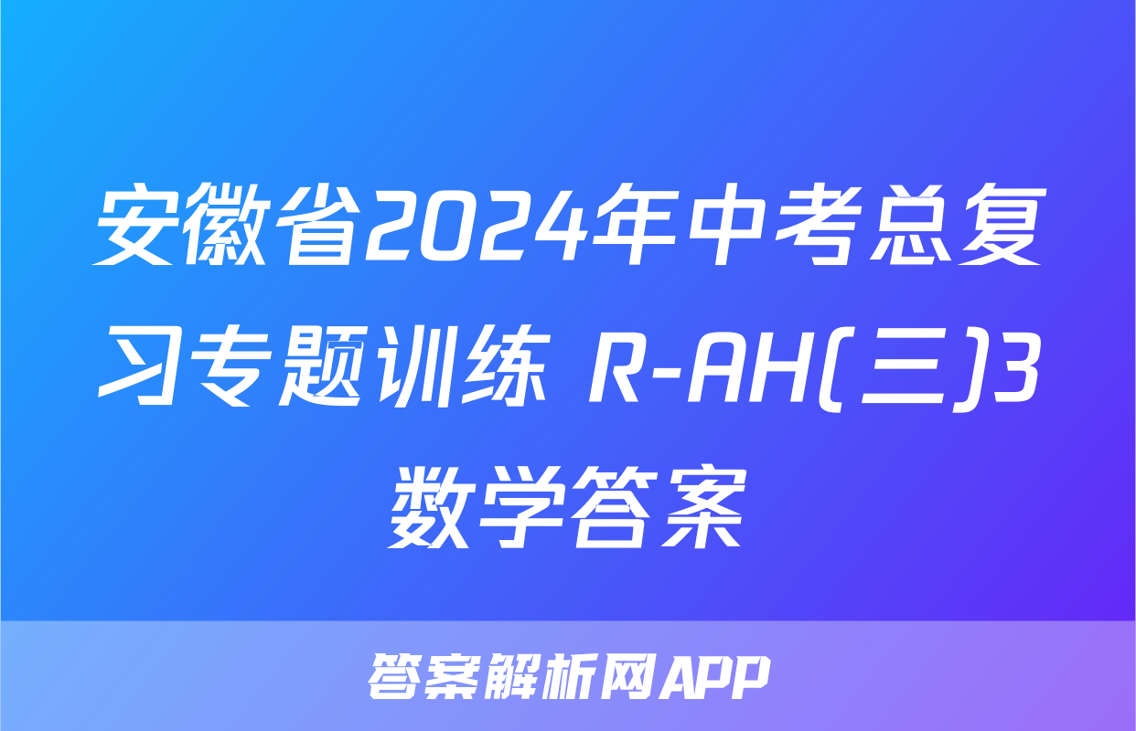 安徽省2024年中考总复习专题训练 R-AH(三)3数学答案