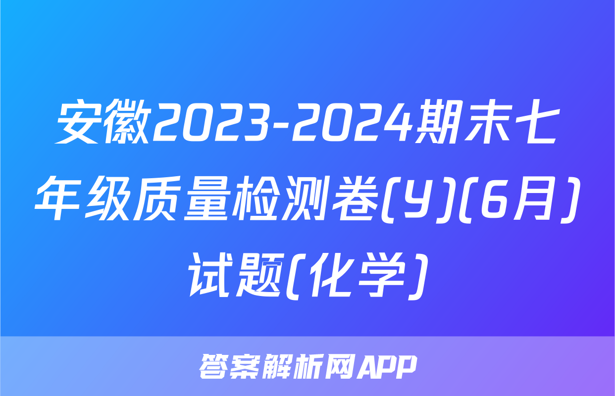 安徽2023-2024期末七年级质量检测卷(Y)(6月)试题(化学)