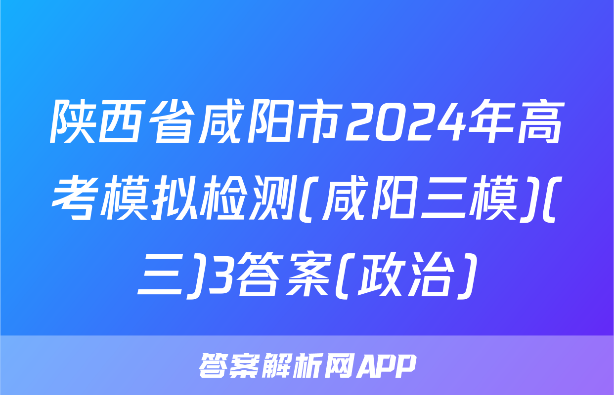 陕西省咸阳市2024年高考模拟检测(咸阳三模)(三)3答案(政治)