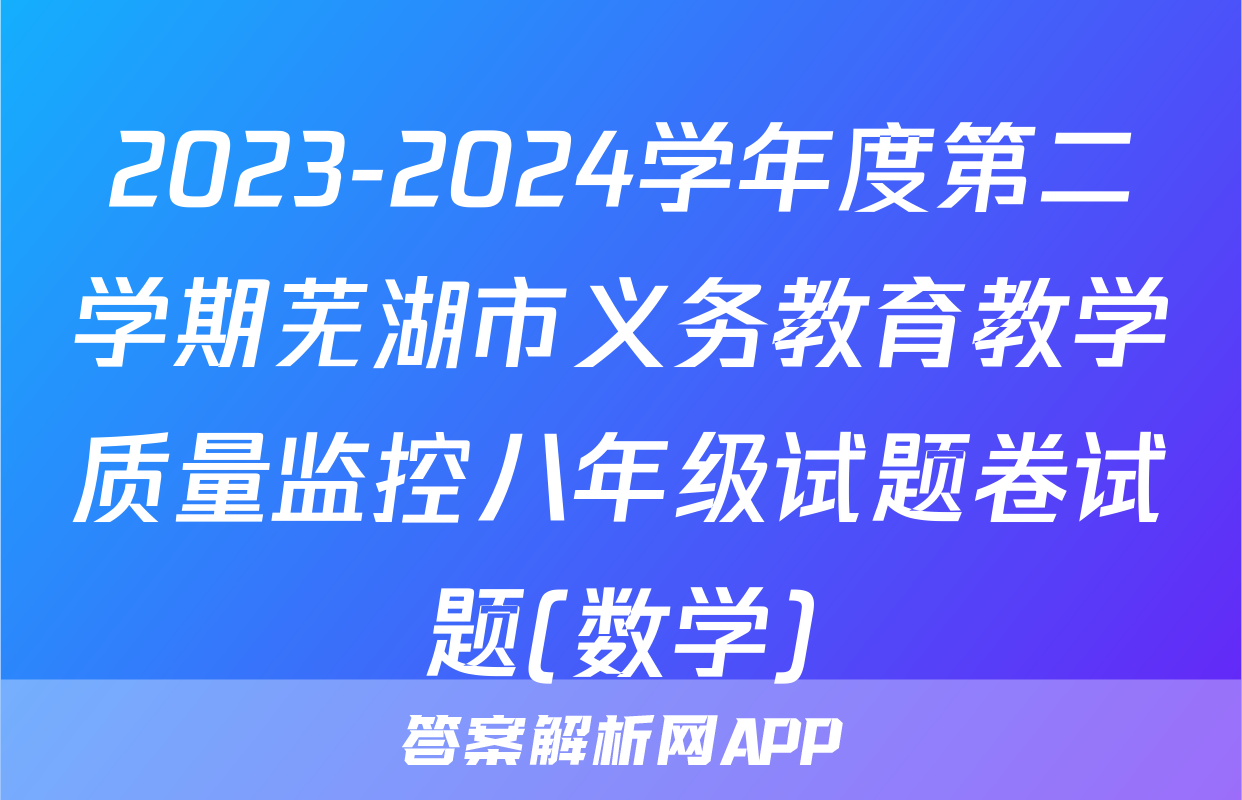2023-2024学年度第二学期芜湖市义务教育教学质量监控八年级试题卷试题(数学)