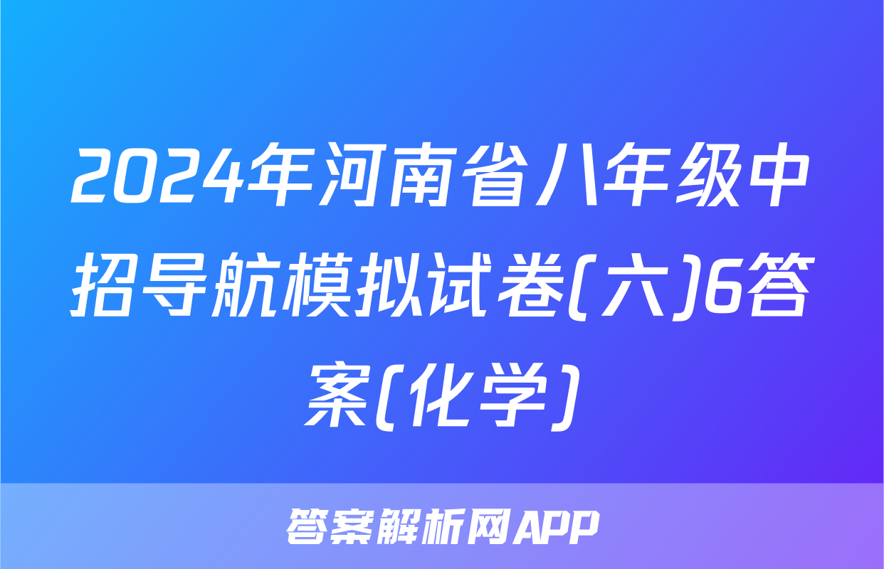 2024年河南省八年级中招导航模拟试卷(六)6答案(化学)